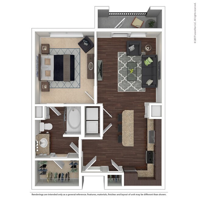 1 Bedroom 1 Bath 2139 floor plan